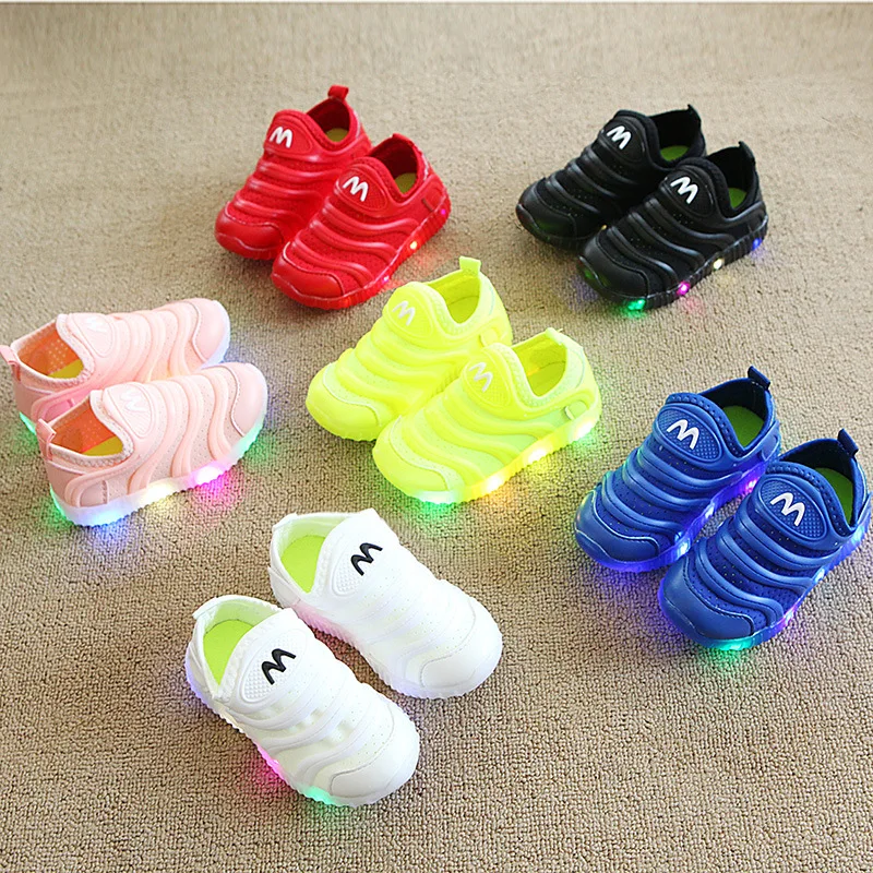 

2018 European candy color LED lighted baby sneakers soft slip on glitter baby girls boys shoes Lovely cute baby casual shoes