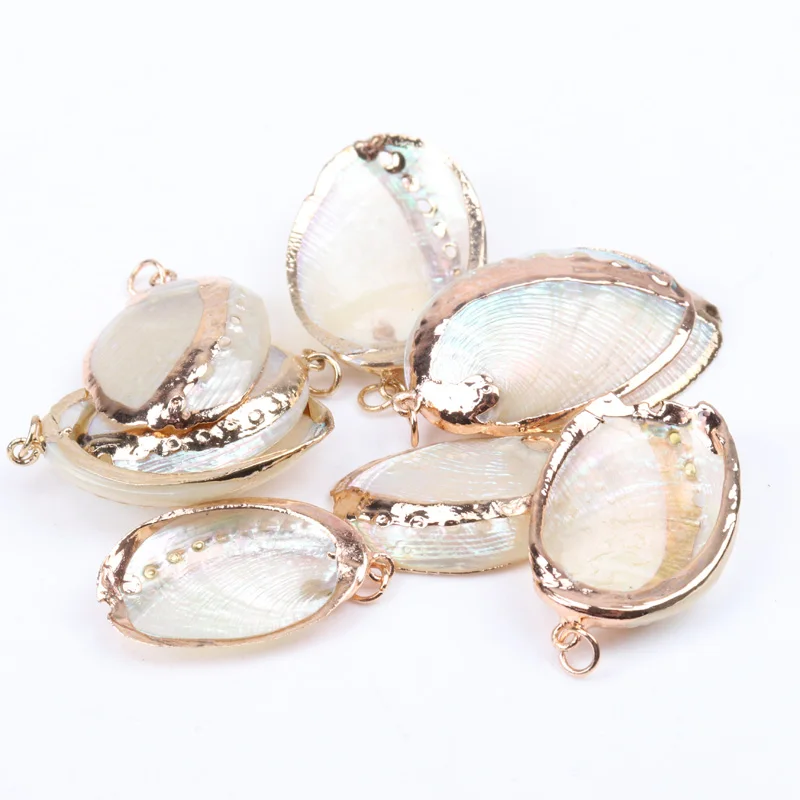 

Sea Shell Concha Charm Natural Gold Tripping for Jewelry Making Handmade 2pcs 25-50mm TRS0156