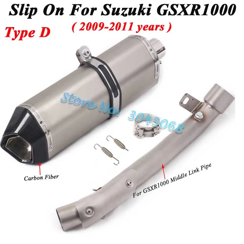 Слипоны для Suzuki GSXR1000 GSX R1000 K9 2009-2011 мотоцикл Akrapovic глушитель модифицированный глушитель Соединительная труба - Цвет: Type D