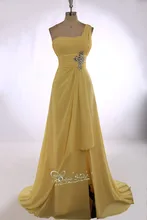 2015 New Exquisite A Line One Shoulder Crystal Sleeveless Long Chiffon Vestidos Formal Evening font b