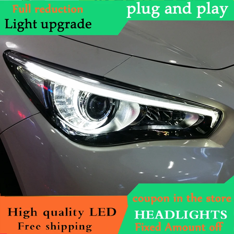 

D_YL Car Styling For Infiniti Q50L headlights 2014-2018 For Q50L Full LED head lamp led DRL front Bi-Xenon Lens Double Beam