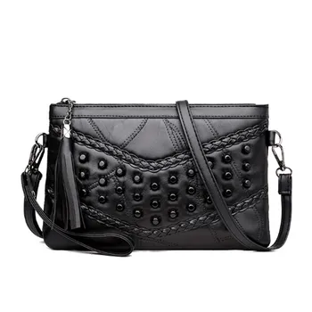 

Brand PU Leather Women Shoulder Bags Rivet Tassel Punk Woman Soft Bag Handbags Female Messenger Bag