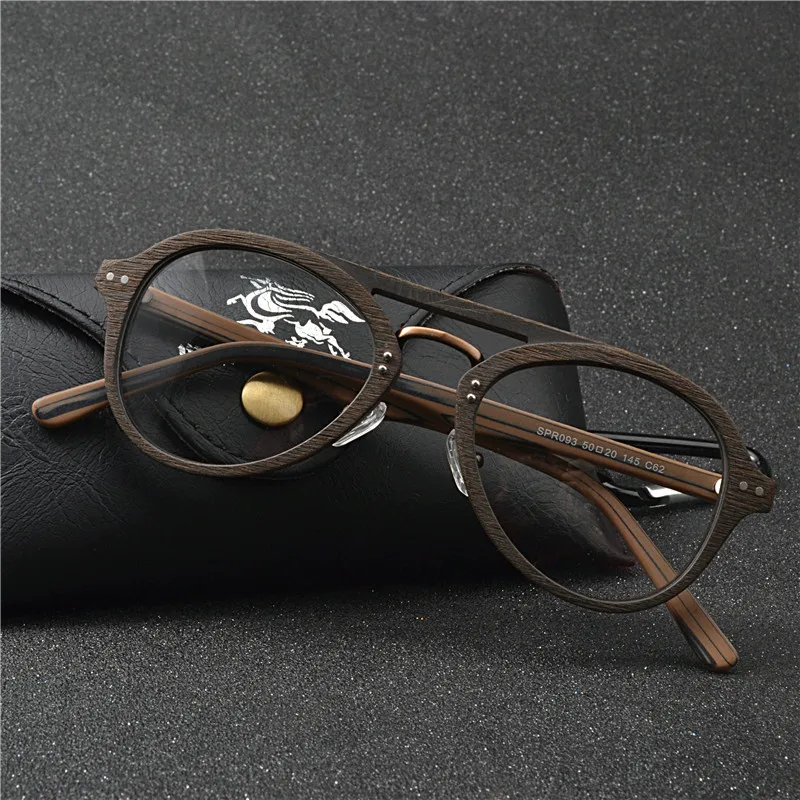 

Prescription Eyeglasses Frames Wood Grain Optical Glasses Frame with Clear Lens Men Women Wooden Glasses Frames with box FML