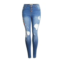 Высококачественные эластичные рваные джинсы с цветочной вышивкой, женские с высокой талией, обтягивающие джинсы для женщин, сексуальные обтягивающие джинсы, Femme Blue