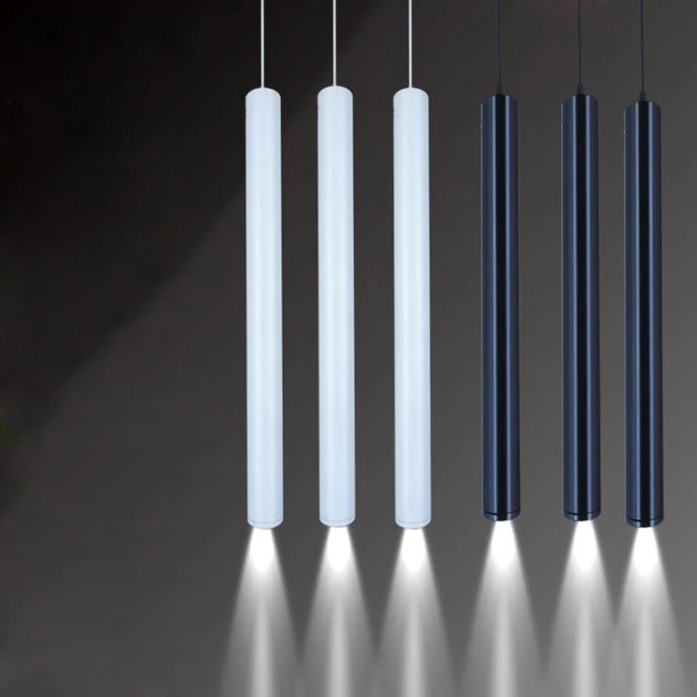 

Led cob long tube hanging spotlight 200MM 300MM 600mm 1000mm 3W 7W 12W ceiling type restaurant chandelier white black