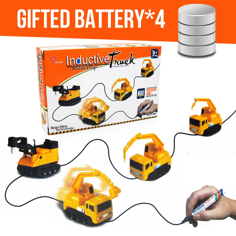 

Hot Engineering Vehicles Mini Magic Toy Truck Children's Inductive Truck Toys Figure Tank Car Pen Draw Lines Induction Rail Car