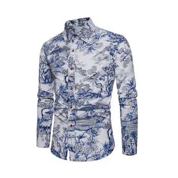 

Mens Long Sleeve Shirt Summer Beach Slim Casual Shirt Gemelos Camisa Mens Womens Vintage Print Slip Dress Dating Work Travel