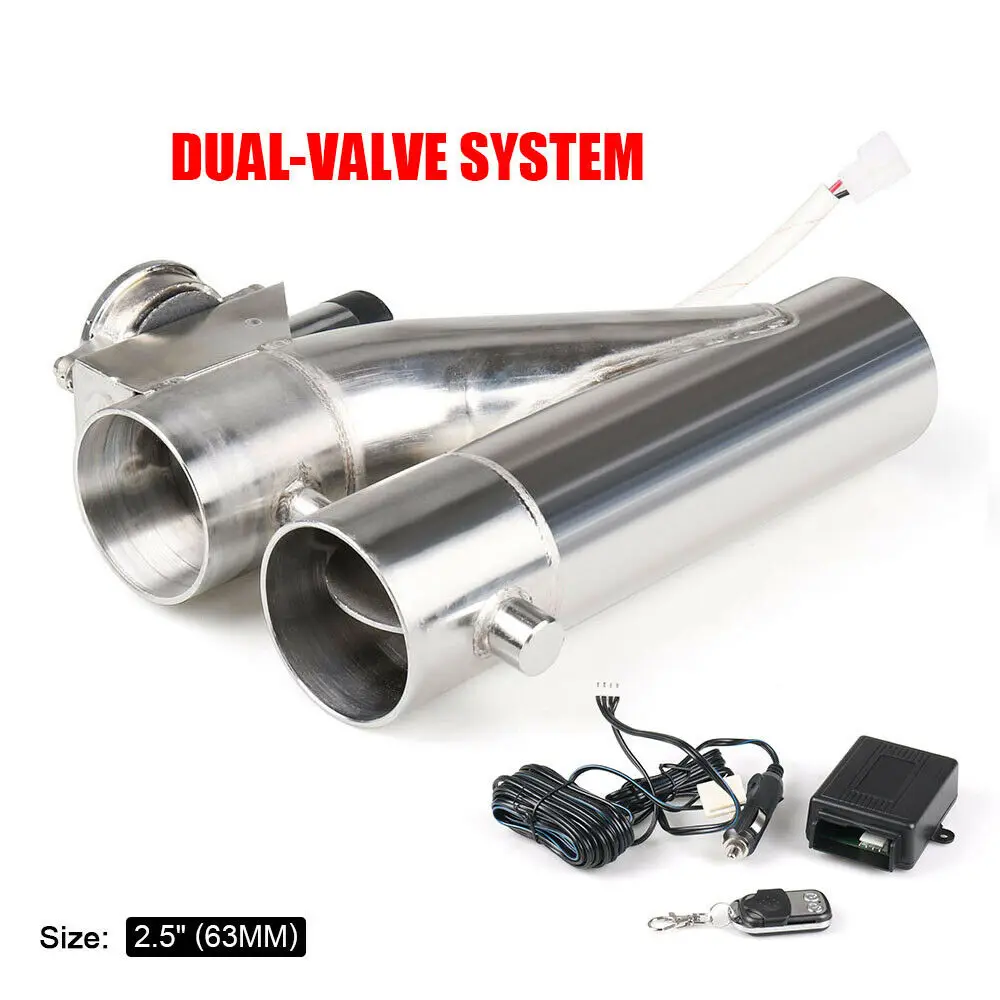 

2.5/3" Stainless Steel Electric Exhaust Y pipe Cutout Kit Exhaust Control Valve With Dual Valve System Switch Remote Control Kit
