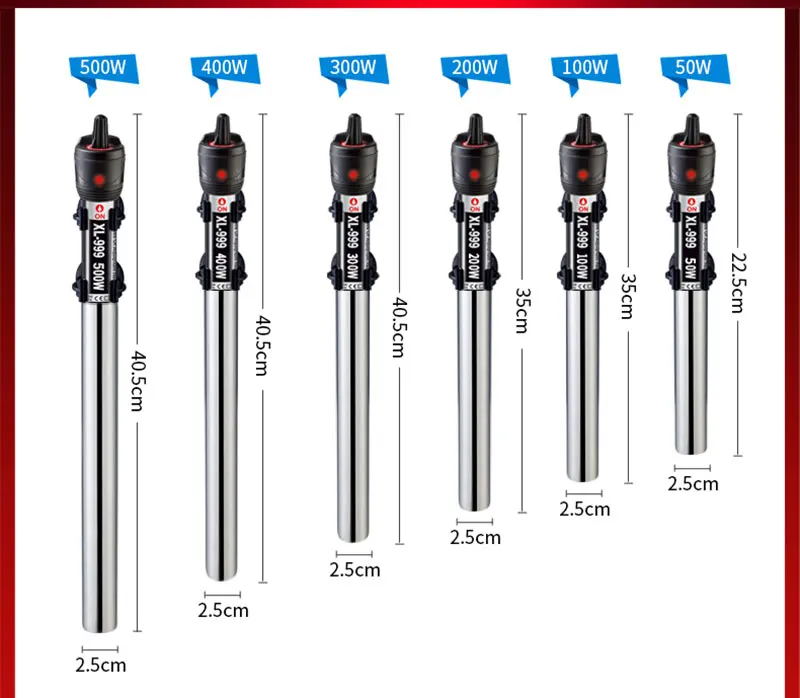 Регулируемый аквариумный резервуар для черепах, погружной водонагреватель, нагревательный стержень, стеклянный аквариумный нагреватель для рыб, 50 Вт, 100 Вт, 200 Вт, 300 Вт, 500 Вт