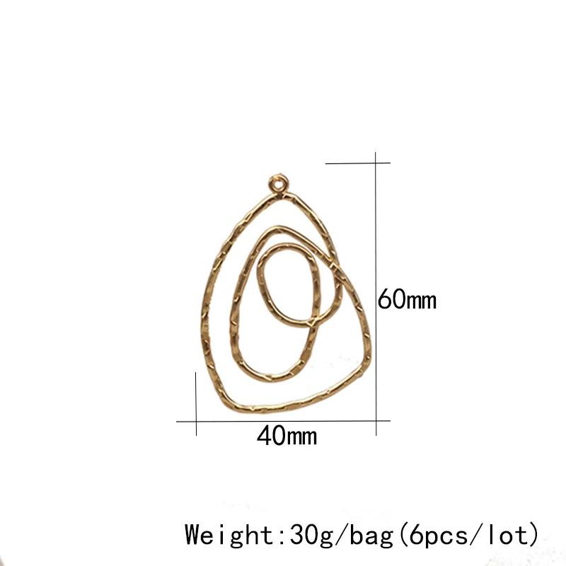 6 шт./лот, 60*40 мм, цинковый сплав, золото, геометрические, полые, капля воды, подвески, соединитель Linker для DIY, преувеличенные серьги, аксессуары