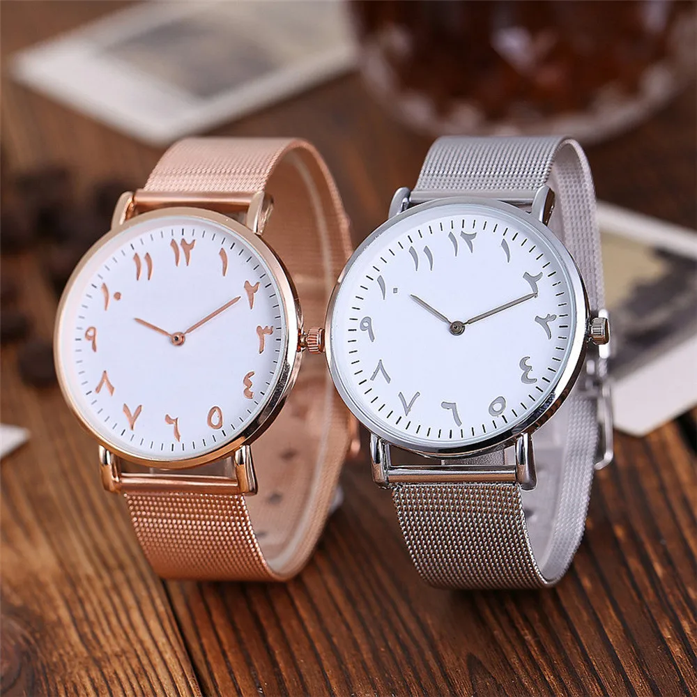 

vansvar Casual Quartz Stainless Steel Band Arabic Numbers Analog Wrist Watch women watches reloj mujer montre femme 2019