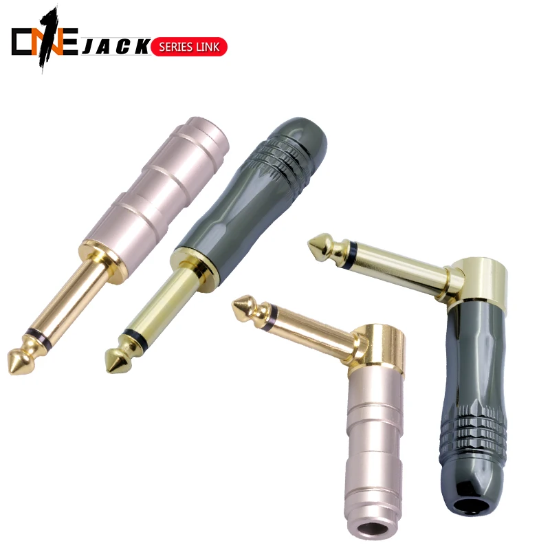 

1PC Microphone plug Right Angle 6.35mm Mono Male Assembly 6.35mm mono Connector Smoothly Gunmetal plating Audio Plug Connector