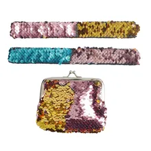 Кошелек для девочек, детский подарок, двухцветные обратимые блестки, потрепанные браслеты, кошелек для монет, повседневный короткий кошелек# YL5