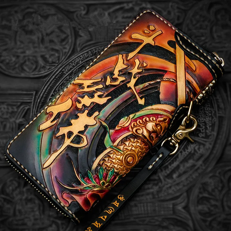 Кошельки ручной работы с резьбой кошельки WuKong Journey to West Sun мужской длинный клатч