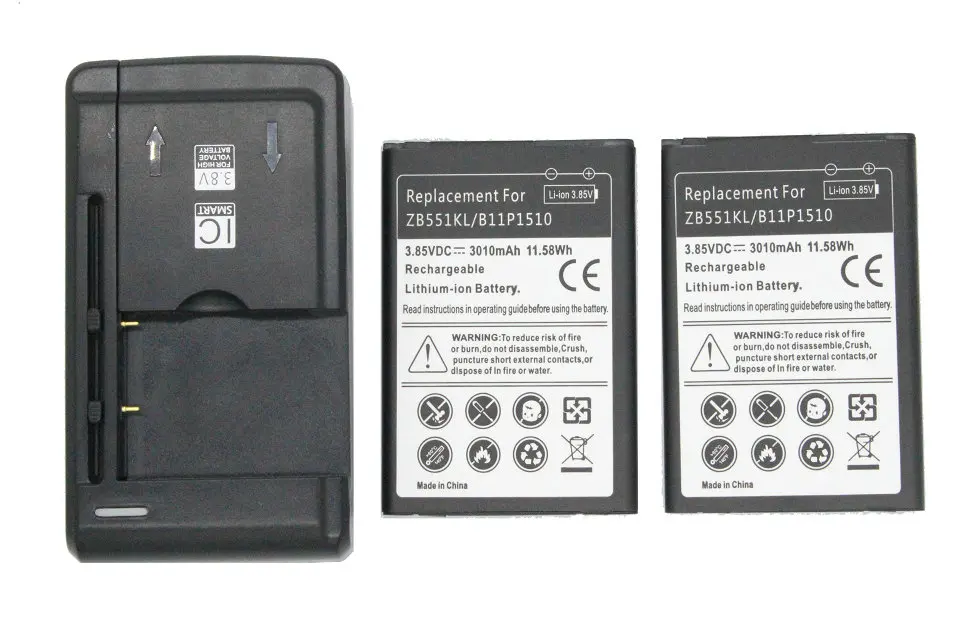 2x3010 мА/ч 11.58Wh B11P1510/C11P1510 запасная батарея + Универсальный Зарядное устройство для