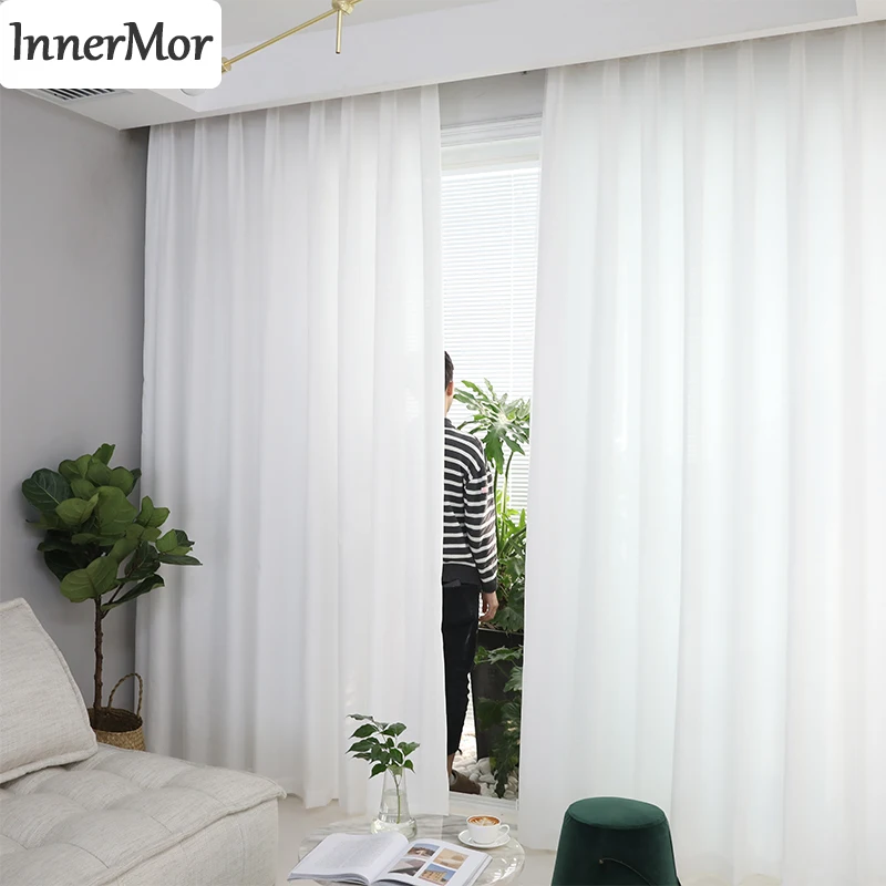 

Innermor Home Decor White Curtains For Living room Half shading Tulle Curtain for bedroom soft Tulle for Kitchen Customized