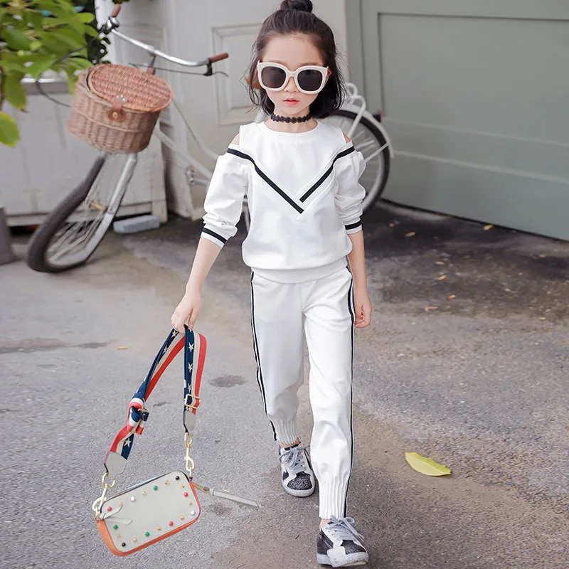

Baby Girl Clothes 2018 New Girls Fashion Leisure Sports Suit Strapless Long Sleeve Crew Neck Clothing Sets Christmas Day Gift