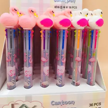 

36 pcs/lot Flamingo 6 colors Ballpoint Pen Cartoon animal ball pen School Office writing Supplies Stationery Gift