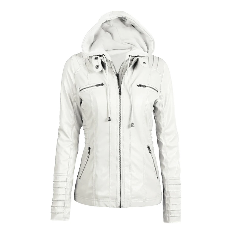 Cena Damskie bluzy zimowe Moto skórzana kurtka skręcić w dół Collor panie odzież wierzchnia zapinana na suwak Faux skóra PU kurtka damska płaszcz Plus rozmiar