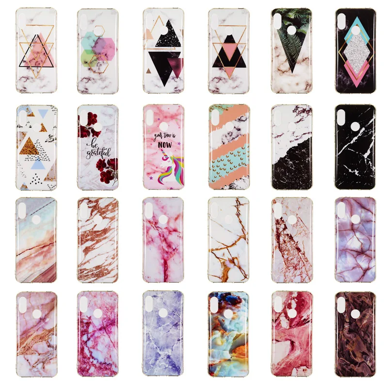 

Fashion Triangle Marble Soft TPU Case Mobile Phone Silicone Cover Back Skin Shell Coque Fundas for xiaomi Mi A2 Lite Redmi 6 Pro
