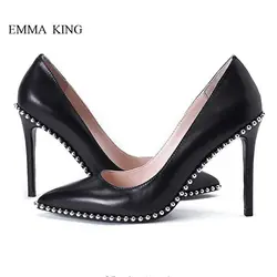 Весна Zapatos De Mujer элегантный Для женщин прямой валиковый шов туфли-лодочки с острым носком Для женщин на высоком каблуке слипоны Stilettos Мода