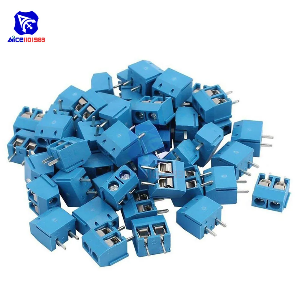 

50PCS/Lot KF-301 2P 5.08mm Electrical Terminals Blue Screw Terminal Connector Terminal Wire Block