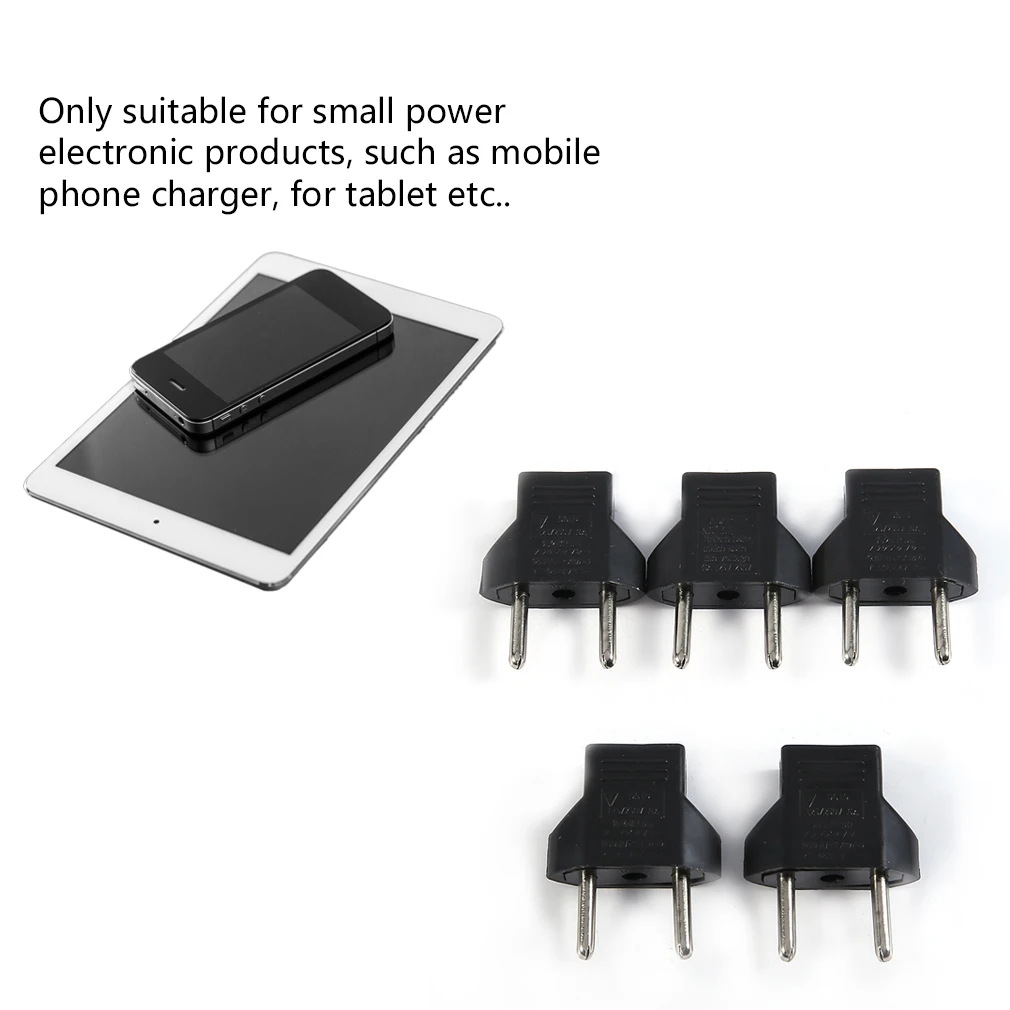 5PCS Universal Adapter EU Plug USA To Euro Europe Travel Wall AC Power Charger Outlet Flat To Round Charger Convertor