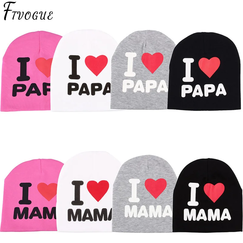 

Spring Autumn New Unisex Baby Boy Girl Kids Toddler Infant Warm Winter Cotton Soft Cute Hats Cap Beanie I LOVE PAPA MAMA Print
