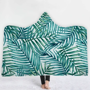 

SOFTBATFY Tropical plants Hooded Blanket Fleece Throw Blanket Dropshipping