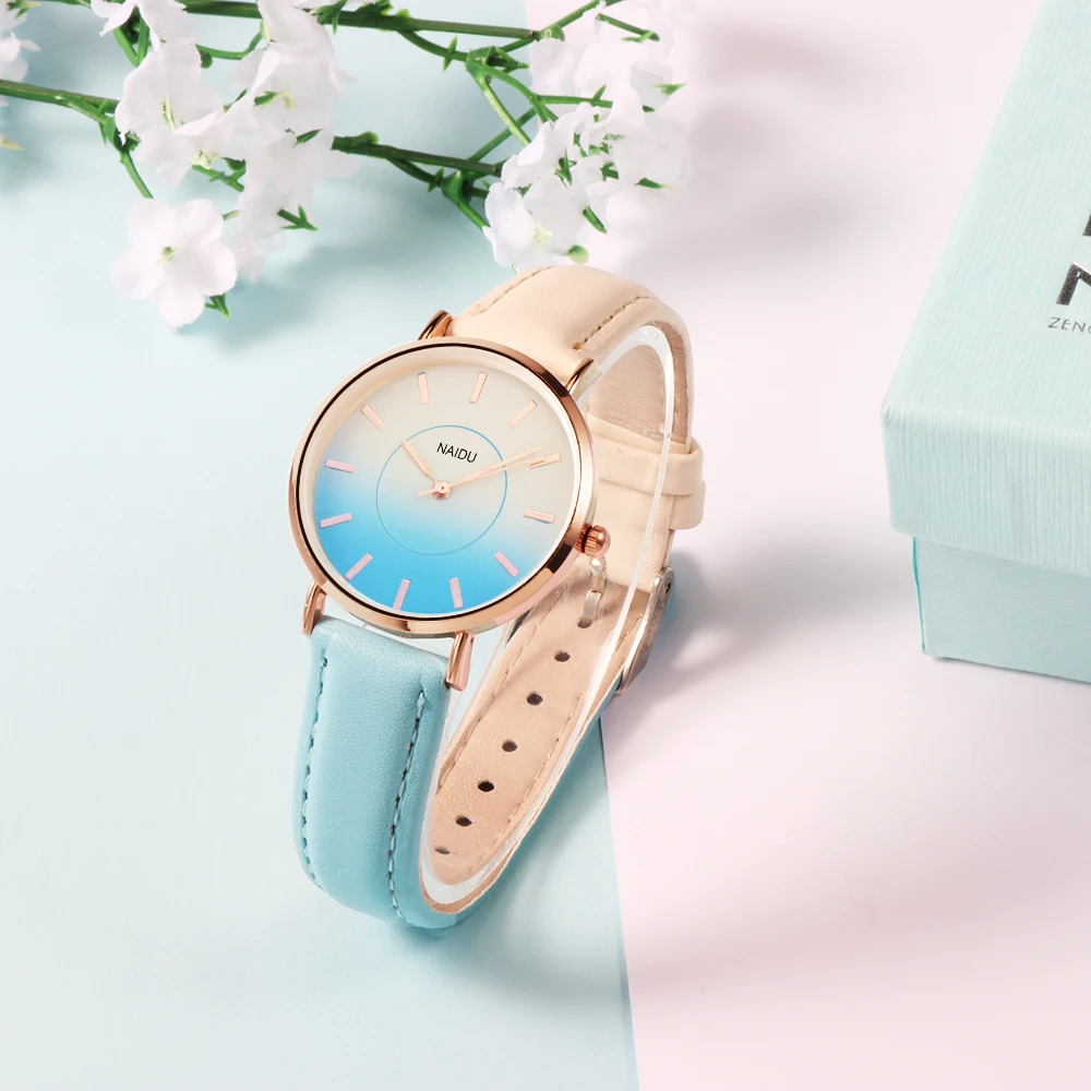 

Dropshipping Top Fashion Casual Women Watches Young Ladies Pointer Gradient Leather Watch Simple Luxury Quartz Watch reloj mujer