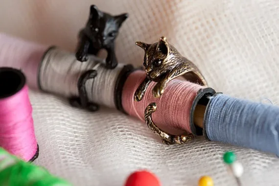 QIAMNI кольцо ручной работы с милым животным котом для женщин и девочек и мужчин, модные вечерние украшения в виде кошачьего хвоста, подарок для любимого питомца, аксессуары