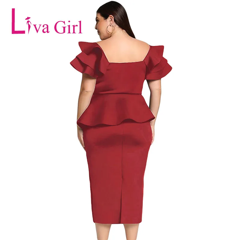 Burgundy-Plus-Size-Tiered-Sleeve-Twisted-Peplum-Dress-LC610552-3-2