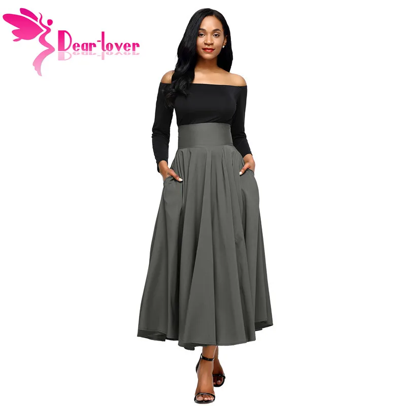 

Dear Lover Women Slit Long Maxi Skirt Vintage Ladies Fashion Pleated Flared Pockets Lace Up Bow Plus Size 2XL Skirt Wine Red