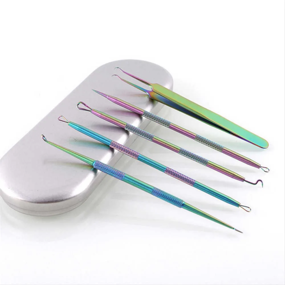 5/6 pcs Tweezers Blackhead Remover Tools Stainless Steel Comedone Acne