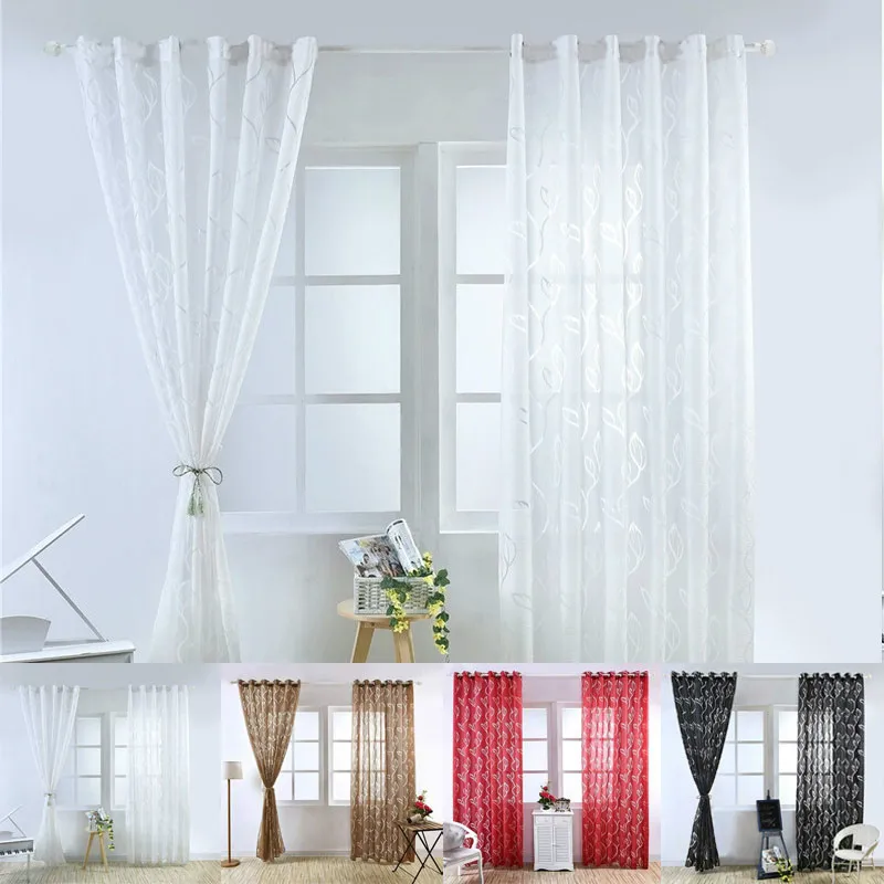 

Multipurpose Flower Lace Sheer Curtain Tulle Light transmission Window Treatment Voile Drape Valance Curtains