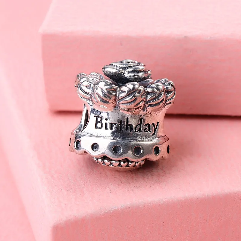 

Fashion New cake charm 925 Sterling silver jewelry charms Fit bracelet Diy birthday gift to baby mom beads wholesale BE145