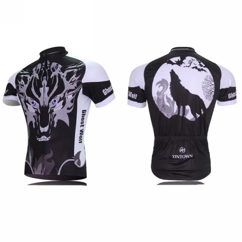 XINTOWN Мужская с изображением Призрачного волка с коротким рукавом велосипедная одежда Ropa Ciclismo велосипедная команда велосипедные кофта и шорты Размер: S-4XL