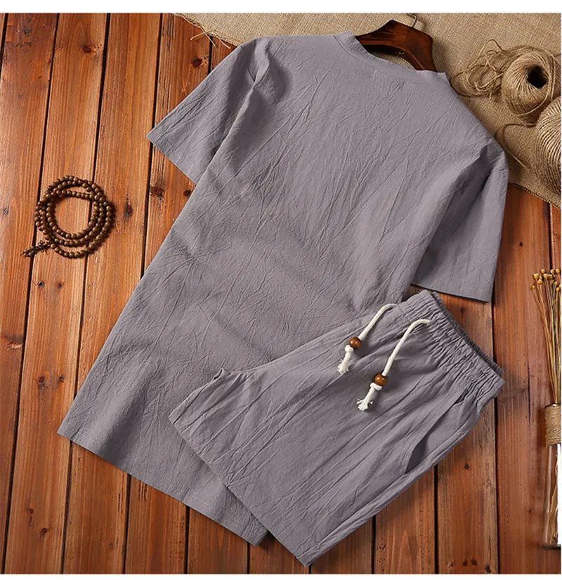 Рубашка+ шорты) Летняя мужская рубашка мужские хлопковые и льняные рубашки с коротким рукавом мужские модные повседневные рубашки Размер M до 5XL
