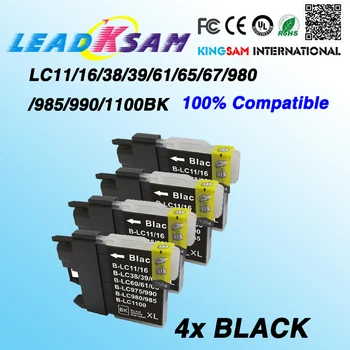 

4X Black ink cartridge compatible for LC11 LC16 LC38 LC61 LC65 LC67 LC980 LC990 LC1100 MFC-490CN/670CD/670CDW