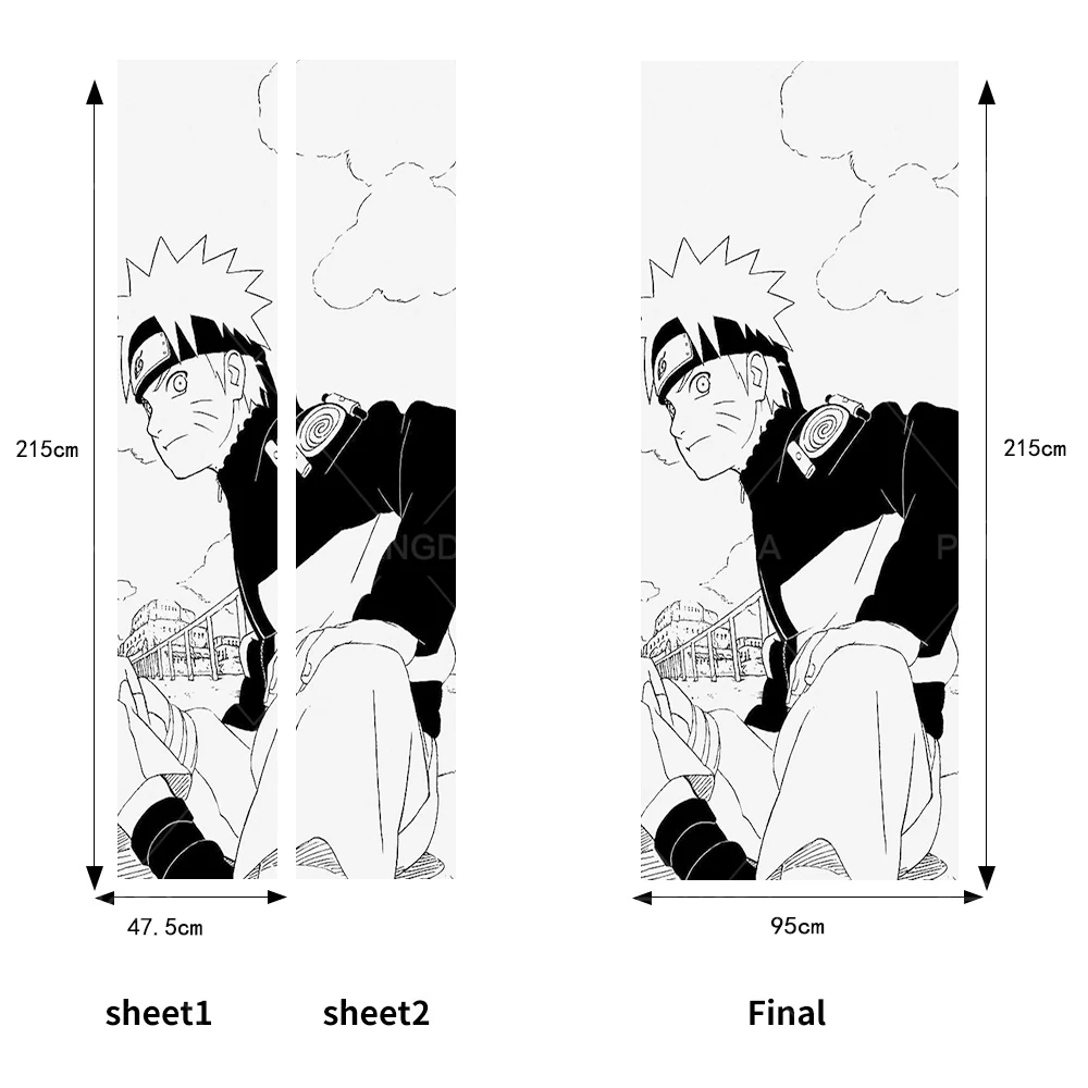 Декоративные наклейки для дома плакат 3D креативный Наруто Аниме дверь стикер черный белый Принт художественная картина водонепроницаемые наклейки на стену детская комната