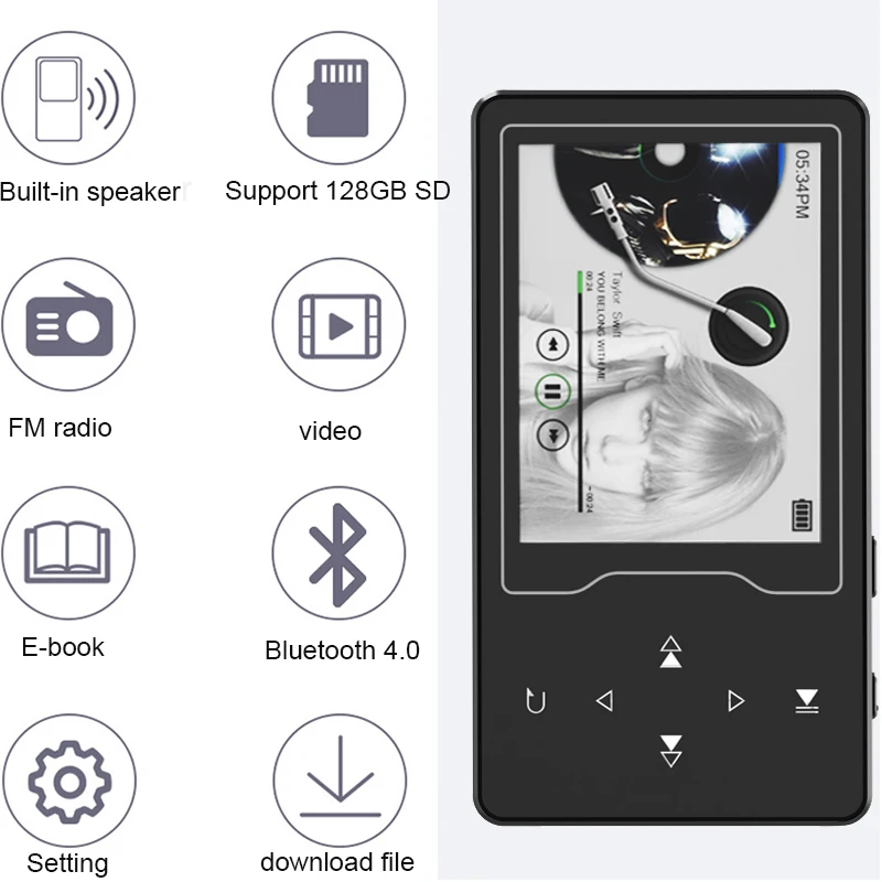 

Ultra HD Metal Bluetooth MP4 Player Original Chenfec-C03 16GB Touch Button Built-in Speaker with 2.4In Color Screen Video Player