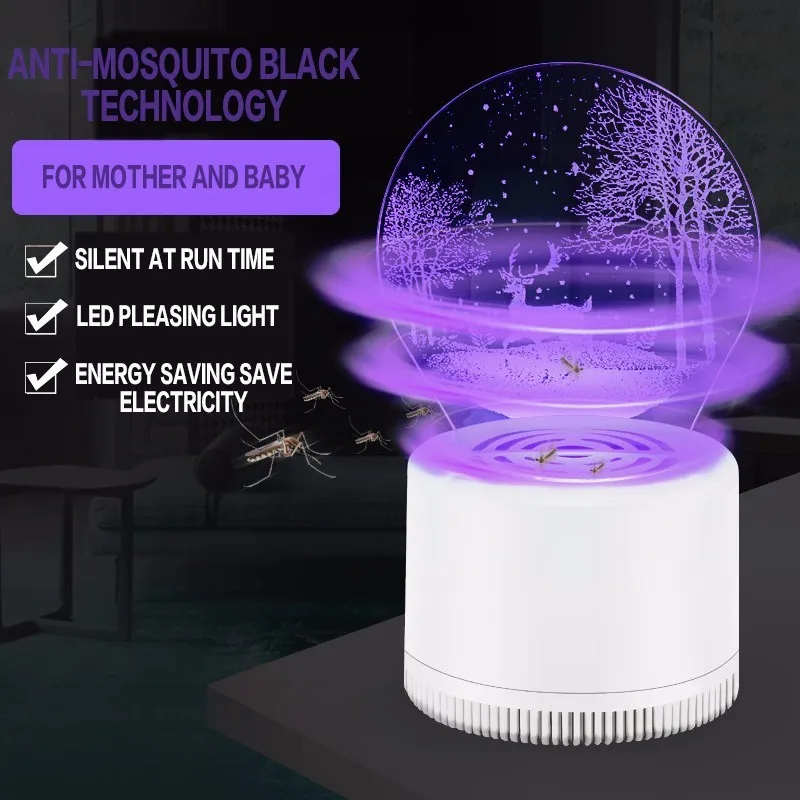 White 3D лампа-убийца от комаров, Usb, ювелирная лампа, светодиодная домашняя ловушка для летающих насекомых, для беременных, безлучевая, от комаров - Цвет: White