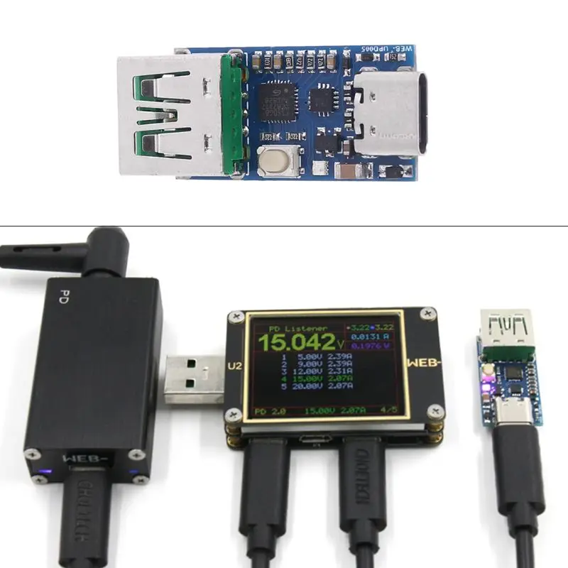 

UPD005 PD To DC Spoofing Detection PD2.03.0 Fast Charge Trigger QC4 & Polling HID Programming