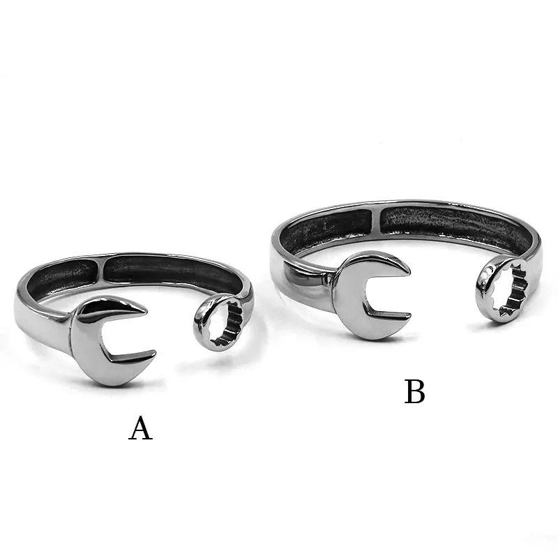 Spanner Biker Cuff Bracelet 316L Stainless Steel Hop Rock Wrench Motor Charm Bangle For Women Men Couples SJB0356