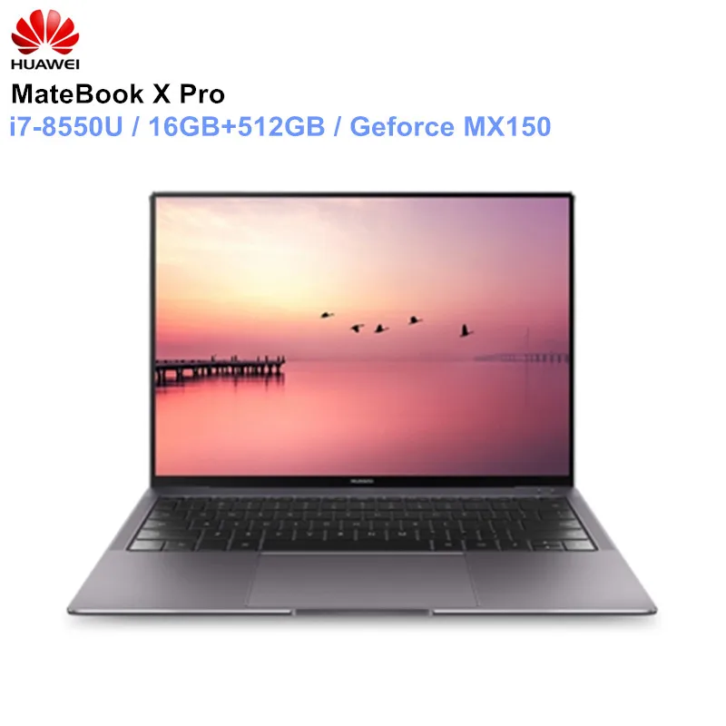 HUAWEI MateBook X Pro ноутбук 13,9 ''intel Core i7-8850U 16 Гб оперативная память 512 SSD NVIDIA Geforce MX150 сенсорный экран PC