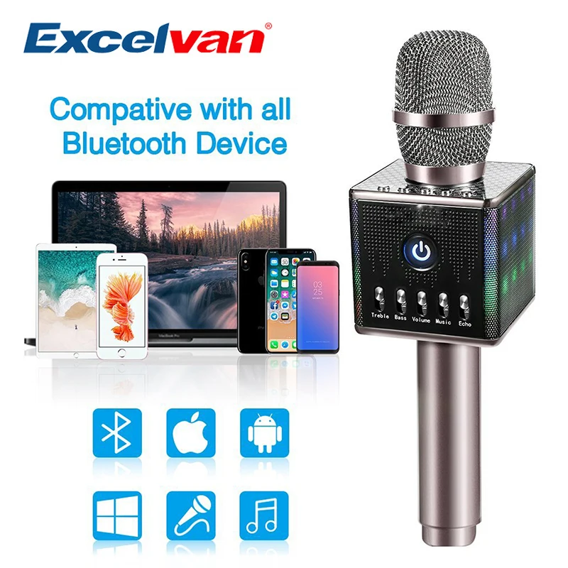 H8 Microphone Karaoke Microphone Wireless Bluetooth Speaker Mic With