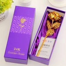 24K позолоченные розовые Искусственные цветы на День святого Валентина свадебные искусственные растения для дома декоративные цветы