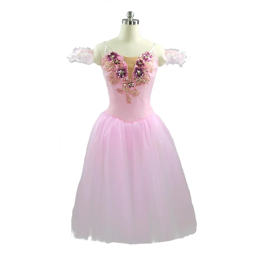 

Pink Fairy Romantic Ballet Tutu Dress Professional Soft Tulle Long Ballet Dress Stage Performance Ballet Skirt Costumes
