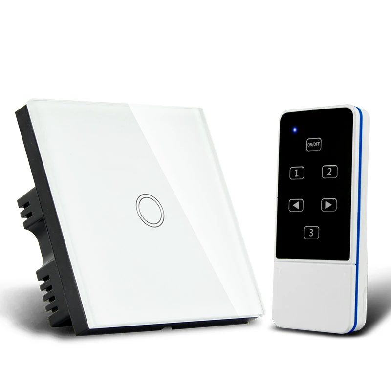 ASEER, стандарт Великобритании, дистанционный настенный выключатель, 1 комплект, 110~ 240 В, RF433, Домашний Светильник, переключатель, белая кристальная стеклянная панель, умный светильник, переключатель - Цвет: White remote switch