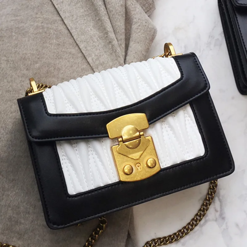 

2019 Famous Design Panelled Chain Shoulder Messenger Bags Luxury Fashion Women Purses and Handbags